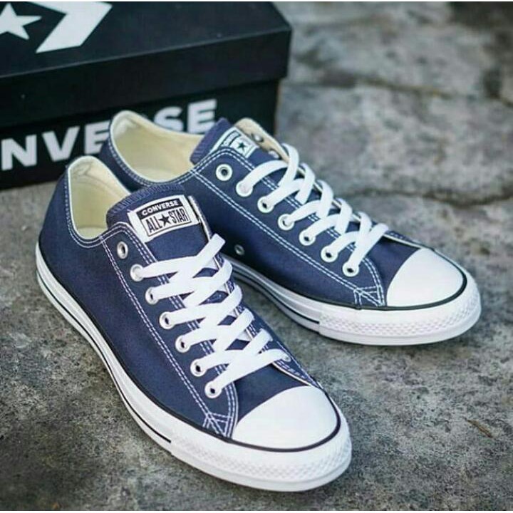 Sepatu Sneakers Classic Pria Converse Sneakers Casual⭐️ Allstar ⭐️ Conve Navy Egret Pendek Low Grade Ori Made In Vietnam Nyaman Gaya 2022 Terbaru (Gratis Ongkir)