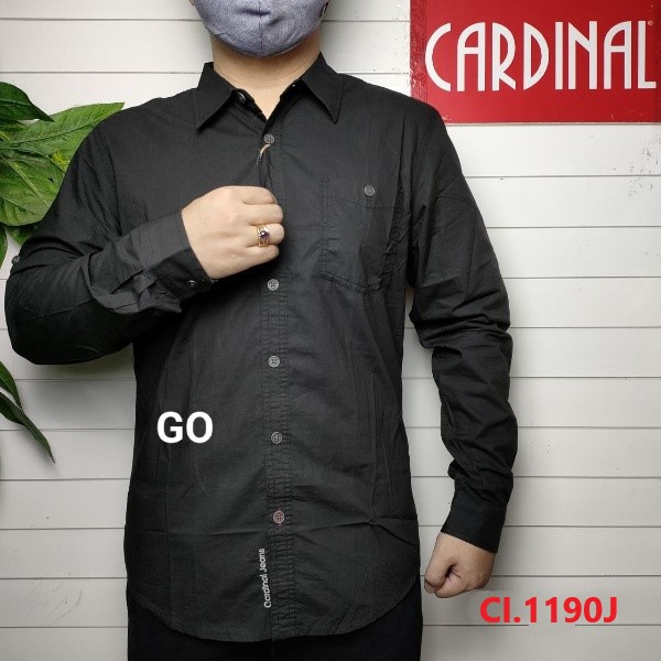 gof CARDINAL KEMEJA JUMBO SLIMFIT Polos Lengan Panjang Pakaian Atasan Pria Hem Santai Original