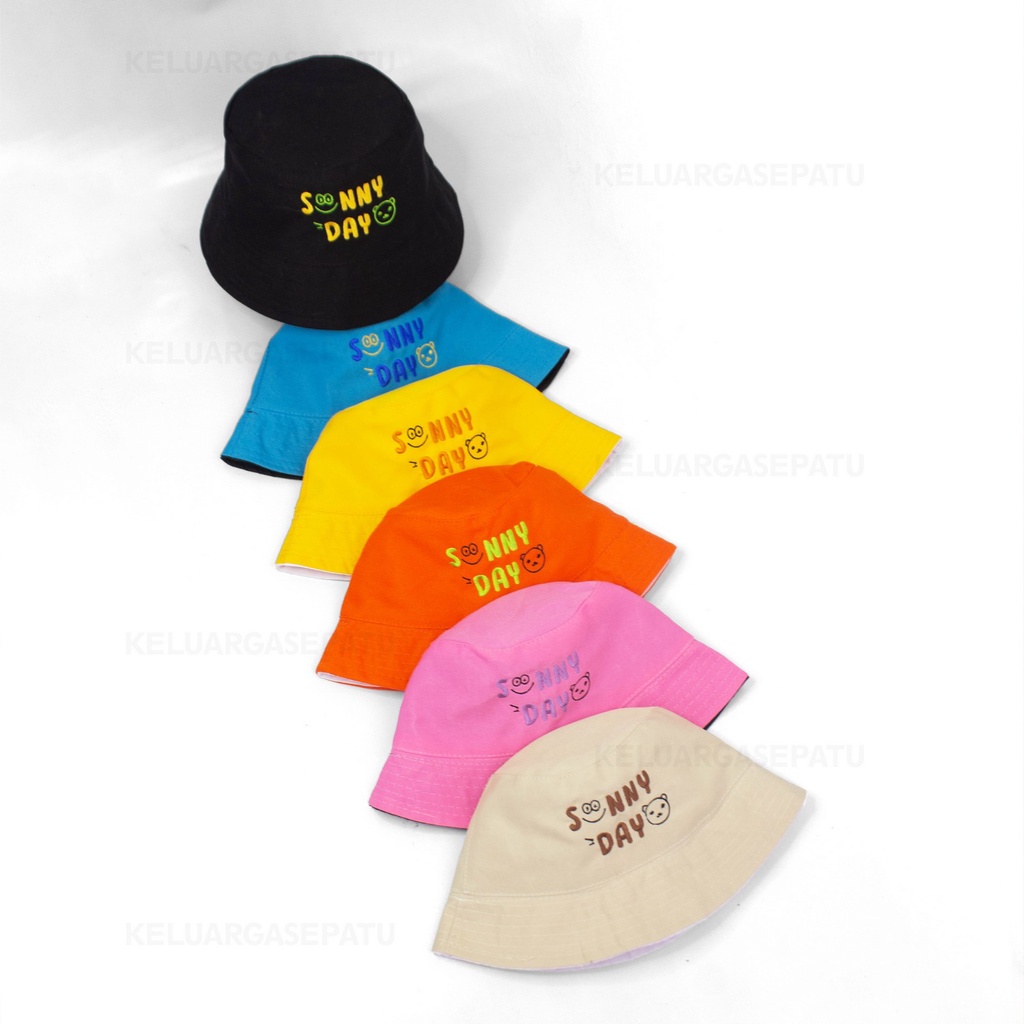 TOPI BUCKET ANAK TALI RIMBA LUCU BAKET ANAK CEWE DAN COWO MURAH KARAKTER BORDIR SUNNY DAY