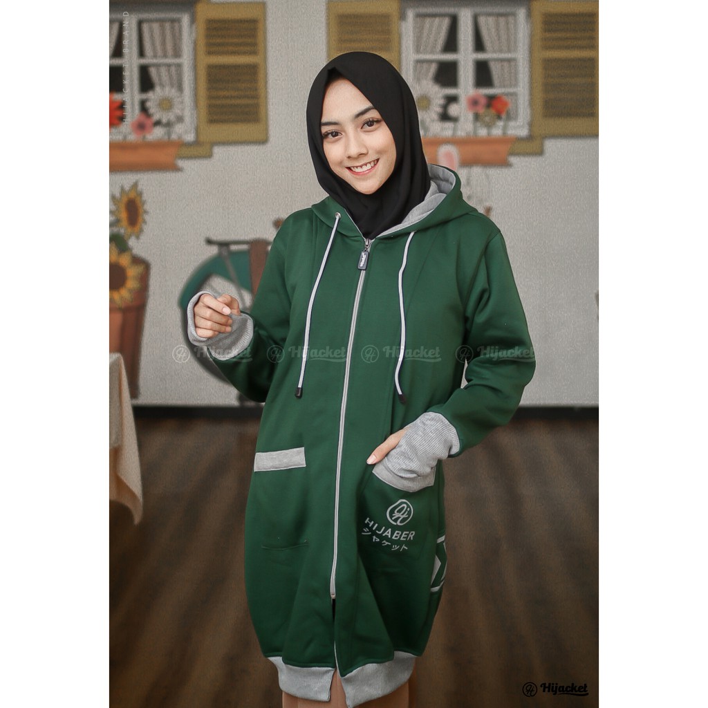 ⭐️GRATIS ONGKIR⭐️ HIJACKET YUKATA Jaket Wanita Muslimah-GREEN (Hijau Tua)