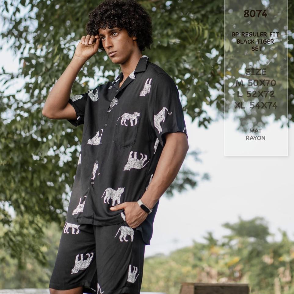 ☁ Kemeja oneset | Piyama Pria | Bisa | Freypv 8074 Reguler Fit Set Motif M-XL Kemeja Tye Dye Set ♙