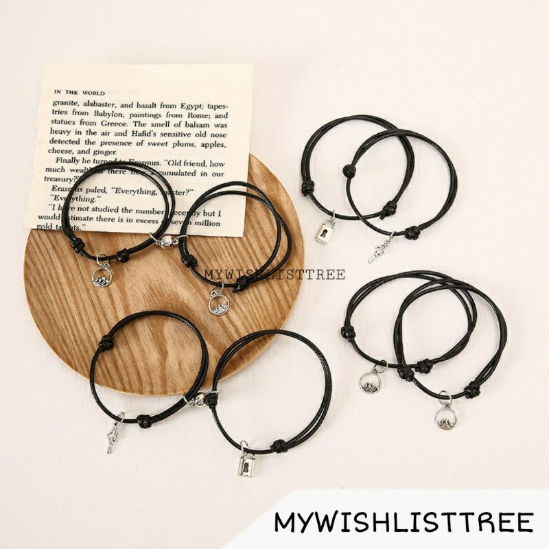 GELANG COUPLE 2PCS SEPASANG LIOTIN MAGNET COUPLE KUNCI GEMBOK GUNUNG LAUTAN | GELANG KAPEL PASANGAN 