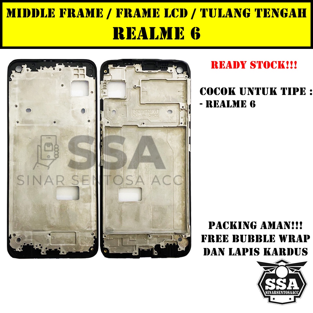 Tulang Tengah Middle Frame LCD Realme 6 Original 100% Tulang Casing Bezel Bezzel Bazel Handphone HP Ori Original Awet Murah Realme6