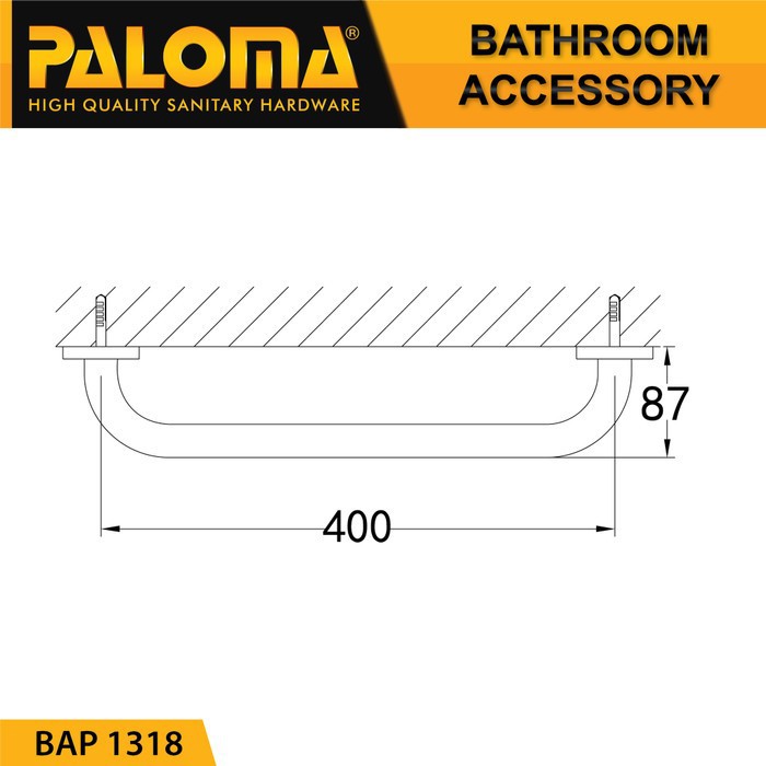 PALOMA BAP 1318 MIRANTE BRASS  BATH GRAB BAR 1318 PEGANGAN TEMBOK DINDING  KAMAR MANDI 40CM