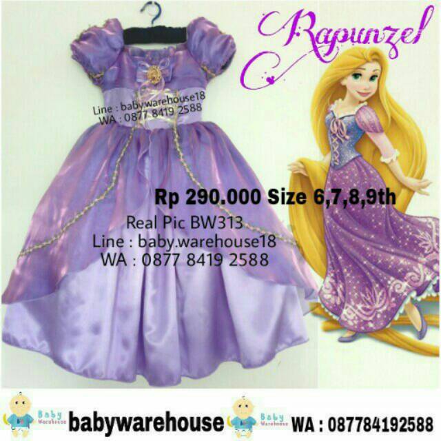 Baju premium quality rapunzel costume impor BW313