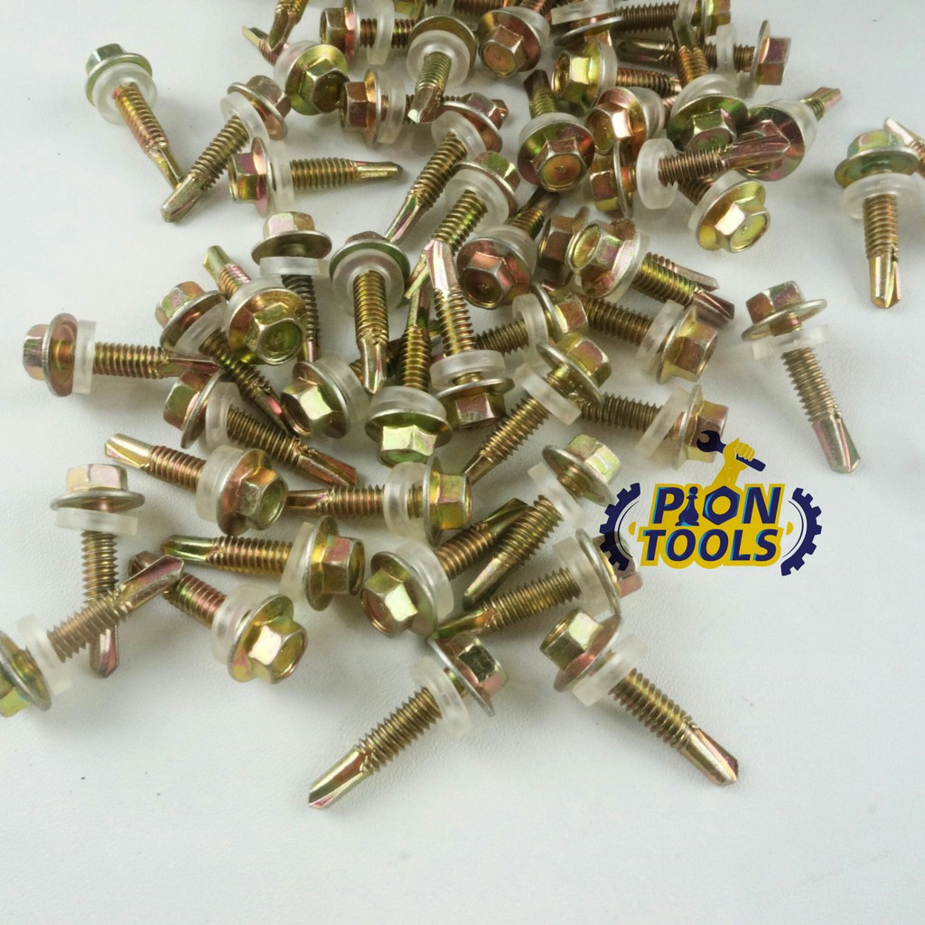Fix SDS Kuning Karet 12 x 25 drilling screw sekrup atap baja ringan-2