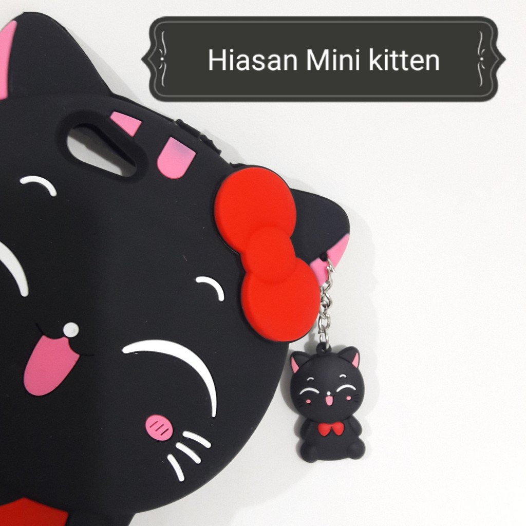 Silicon 3D Kitten Ribbon For SAMSUNG a5 2017 CASE BONEKA silikon tebal karakter lucu / case anak anak warna biru / pelindung hp