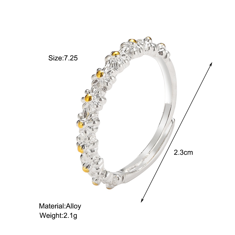 AY(CN) Korean Simple Floral Finger Ring Fashion Silver Adjustable Rings Women Jewelry Accessories Gift