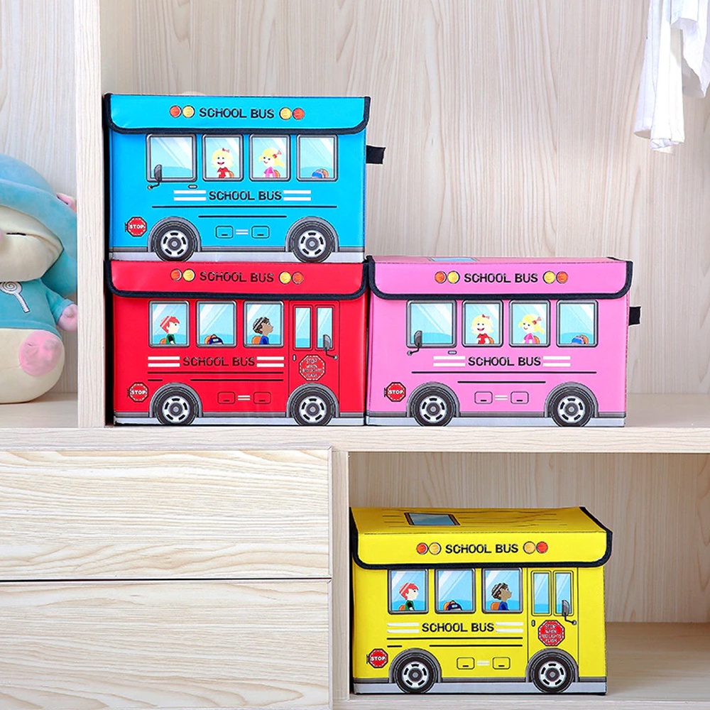 Kotak Mainan Storage Box Lipat Toy Box Kotak Serbaguna Mainan Organizer Baju Souvenir Anak Ulang Tahun Tempat Mainan Kotak Dino Princess School Bus Sekolah Babymaniashop