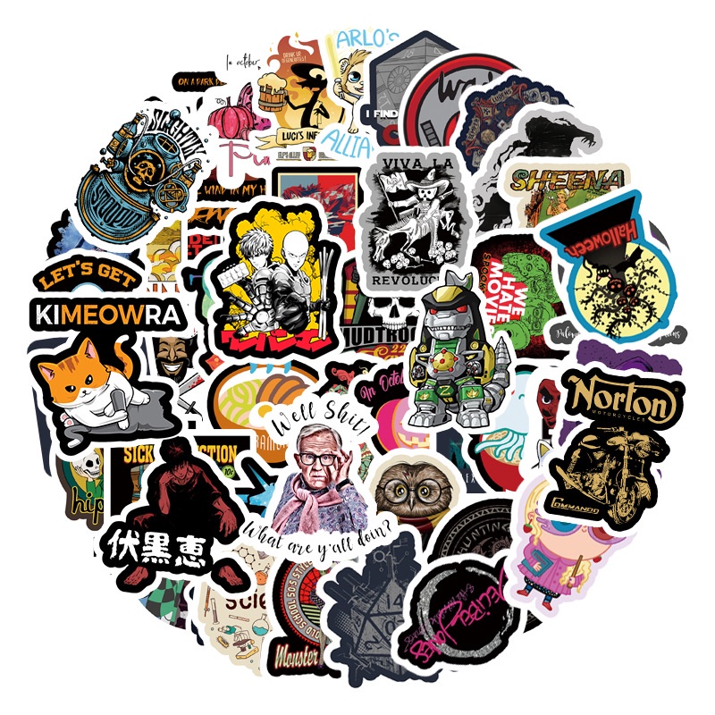 Zhang Eropa dan Amerika retro kartun graffiti stiker bagasi laptop gitar PVC dekoratif stiker