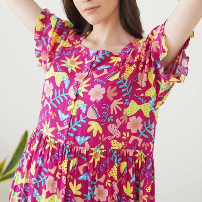 kaftan- oriana daster busui kekinian esther series - navy,l-xl -kaftan.