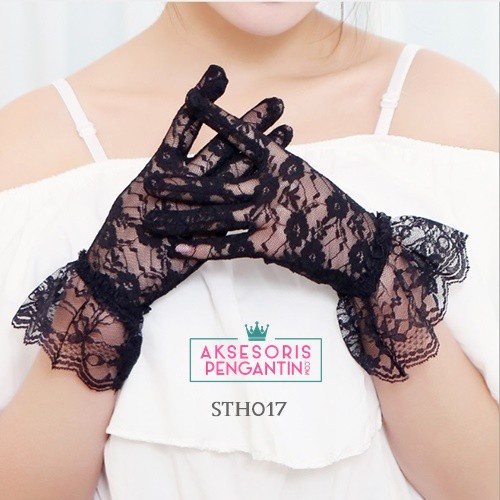 [READY STOCK] SARUNG TANGAN RENDA ASESORIS PENGANTIN GLOVES WEDDING HITAM STH017