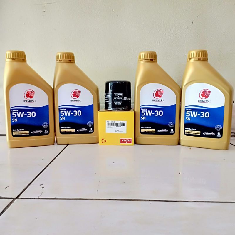 Paket Oli Mesin Mobil Idemitsu 5W-30 Semi Sintetik 4 Liter + Filter Oli Nissan Livina