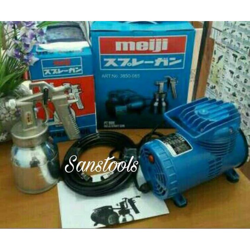 mini compressor MEIJI set PT888 + spray gun cat spraygun portable