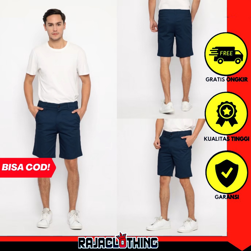 RCL - Chino Short Pants Navy Blue / Celana Chino Navy Pendek Pria - Chino Premium Big Size S.M.L.XL 27 Sampai 34 Bahan Melar Impor