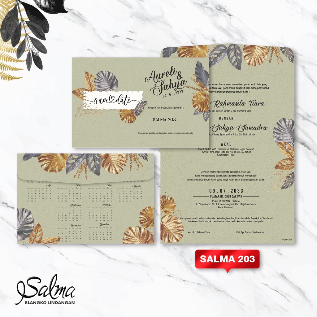 Blangko Undangan Kosong Free File Setting CorelDraw & Word - Seri SALMA 203 Terbaru Dan Termurah