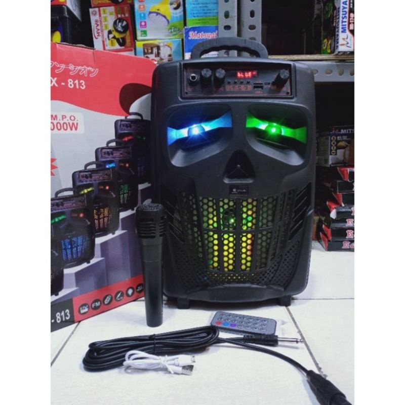 Speaker Bluetooth FM Radio Karaoke SX-813 - 8&quot; Free Mic Tahan 4 Jam