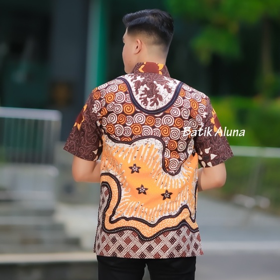 BATIK PRIA Batik Pria Lengan Pendek Premium Modern Full Furing Original BAJU BATIK PRIA Kemeja Batik Pria Cowok Laki Laki Lengan Pendek Reguler FASHION BATIK ALUNA