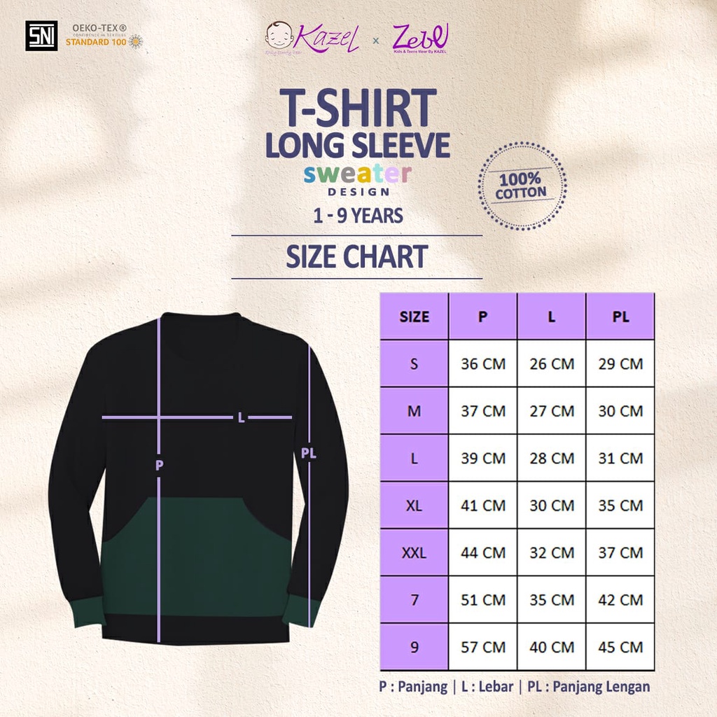 Kazel X Zebe Tshirt Long Sleeve - Sweater Design/Kaos anak murah