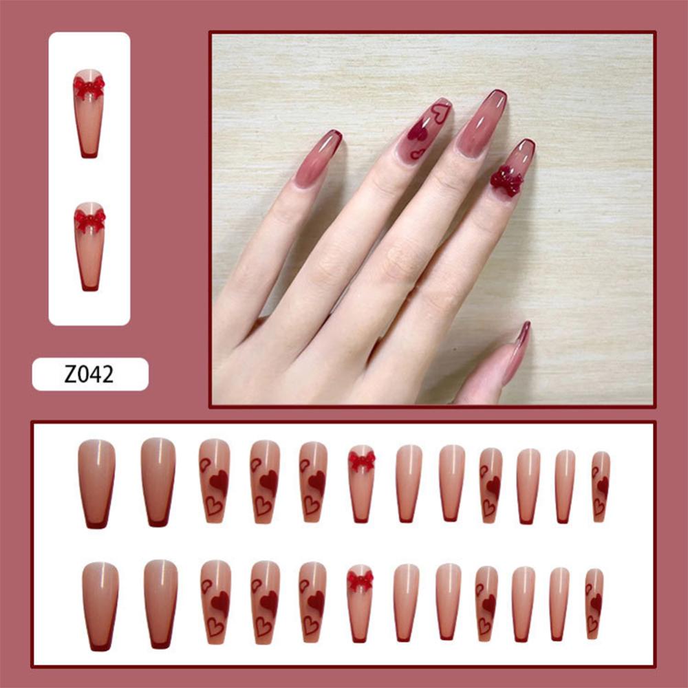 Timekey 24pcs / set Kuku Palsu Motif Kupu-Kupu Aksen Berlian Imitasi Untuk Aksesoris Nail Art A6K9