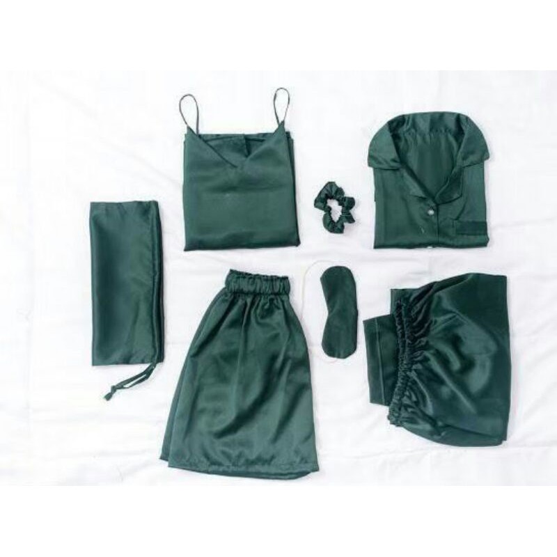 Signature Forest Green  / Baju Tidur Satin Murah Warna Forest Green