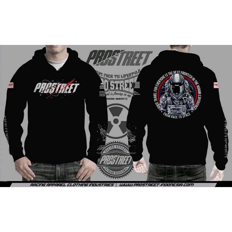 HOODIE | PROSTREET | RIDE FROM SPACE V.2 | BLACK | ORIGINAL | HITAM-M