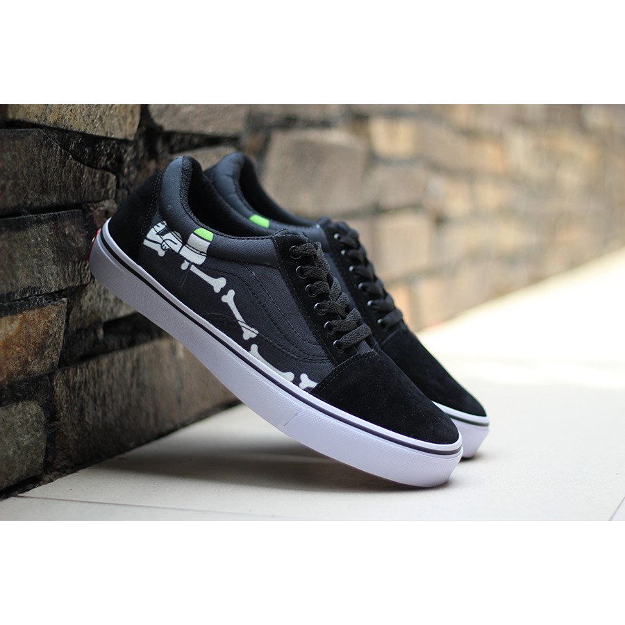 SM88 - SIAP KIRIM Sepatu Pria Sneakers Cowok Vans Oldskool Motif Tulang Hitam Kasual Sekolah Premium