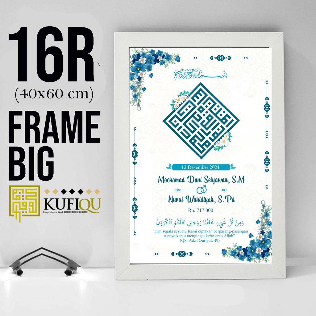 KADO NIKAHAN WISUDA ULANG TAHUN / COSTUM FOTO - NAMA KALIGRAFI / FRAME 16R A2 40X60 CM