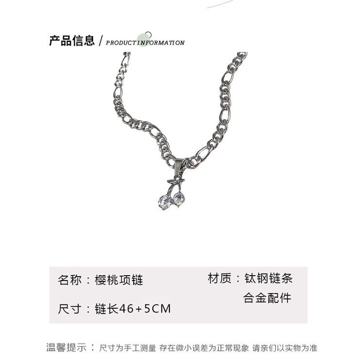 Ins gaya manis grace cool diamond Cherry liontin kalung wanita gaya Korea manis kepribadian klavikul