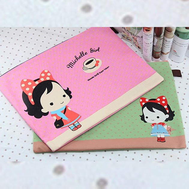 

tas file A4 cute cartoon honey snow girl canvas zipper bag (2E4) bta180