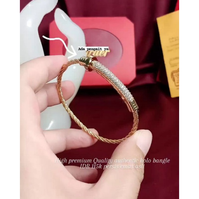 Gelang bangle Rhodium mewah dan elegant