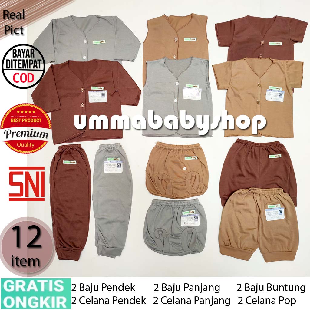 20 pcs Setelan Baju Bayi Laki Perempuan Paket Ekonomis Perlengkapan Baju Bayi Setelan Anak Celana Bayi Paket Lengkap Hemat Baby Newborn Gift Set Persiapan Lahiran SNI Polos Coklat Kado Murah Akikah Formal Harian