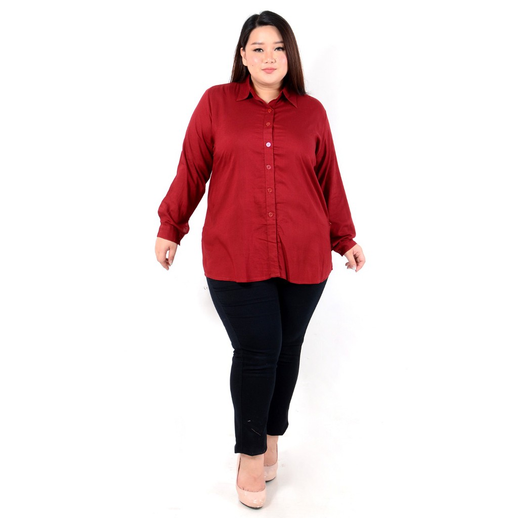 KEMEJA RAYON MERAH MAROON
