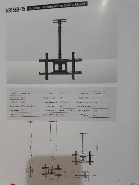 NORTH BAYOU NBT560-15 CELLING TV BRACKET 32 -75 INCH  TIANG 1,5 METER MURAH