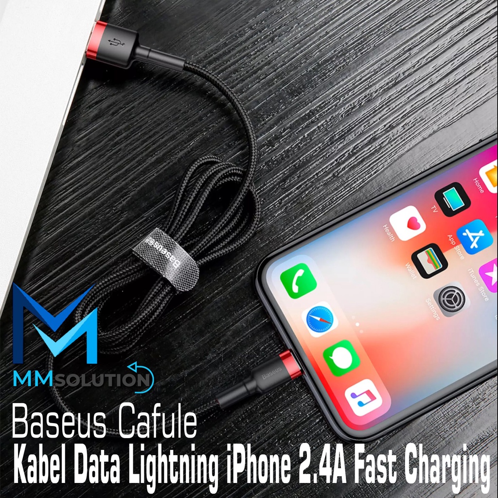 Kabel Data iPhone Baseus Original 2,4A Fast Charging Kevlar Lightning 1Meter