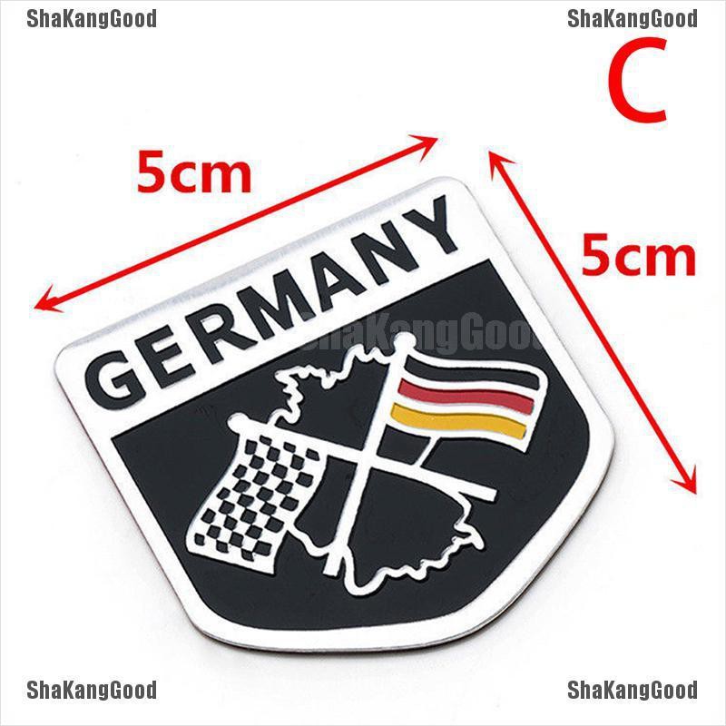 Stiker Emblem Motif Bendera Jerman Jerman 3D Bahan Aluminium untuk Mobil, shakang