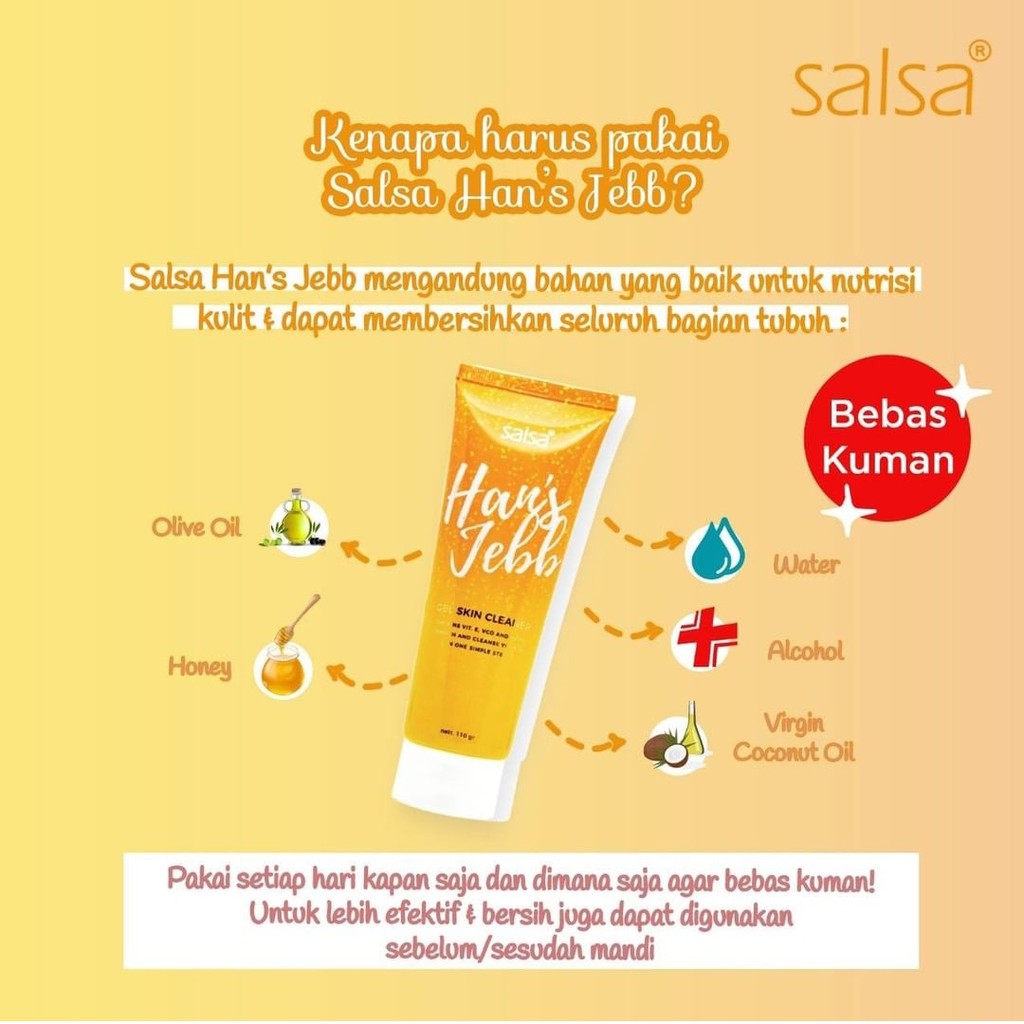 Salsa Hans Jebb Hansjebb Gel Skin Cleaner Peeling Pembersih Perontok Daki Tanpa Bilas Original Bpom