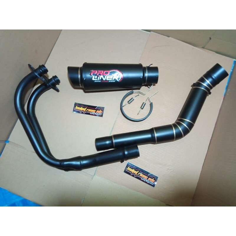 knalpot racing proliner tr 1 short black untuk motor cb250r ninja 250 dll