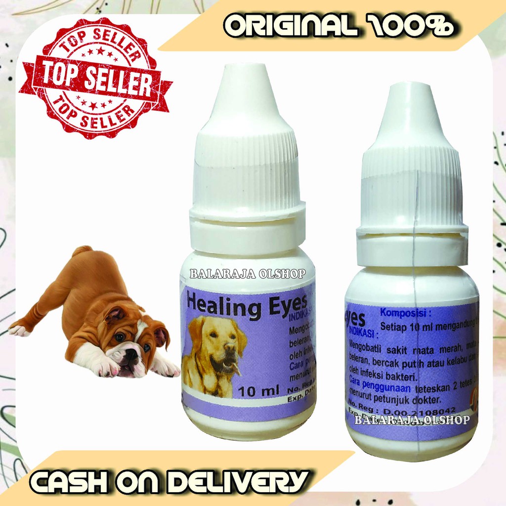 OBAT SAKIT MATA ANJING HEALING EYES SAKIT BENGKAK MERAH BERCAK PUTIH - HEALING EYES DOG 10ML