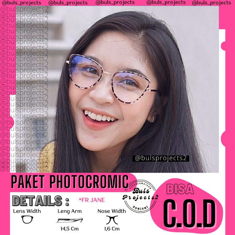Frame Kacamata Cateye Jane, Gratis lensa minus antiradiasi photocromic blueray