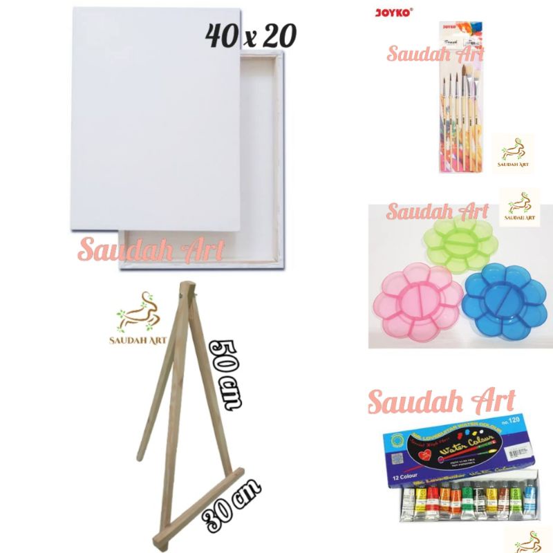 

Paket Lukis Lengkap (kanvas 40x20,kuas,palet,cat air,easel 30x50)