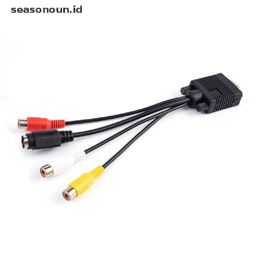 【seasonoun】 3RCA Converter Cable New VGA to Video TV Out S-Video AV Adapter VGA TO VGA Cable ID