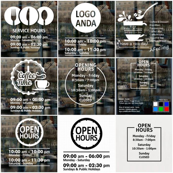 Jual Cutting Sticker Open Hours Jadwal Buka Resto Stiker Kaca Cafe Kafe Shopee Indonesia