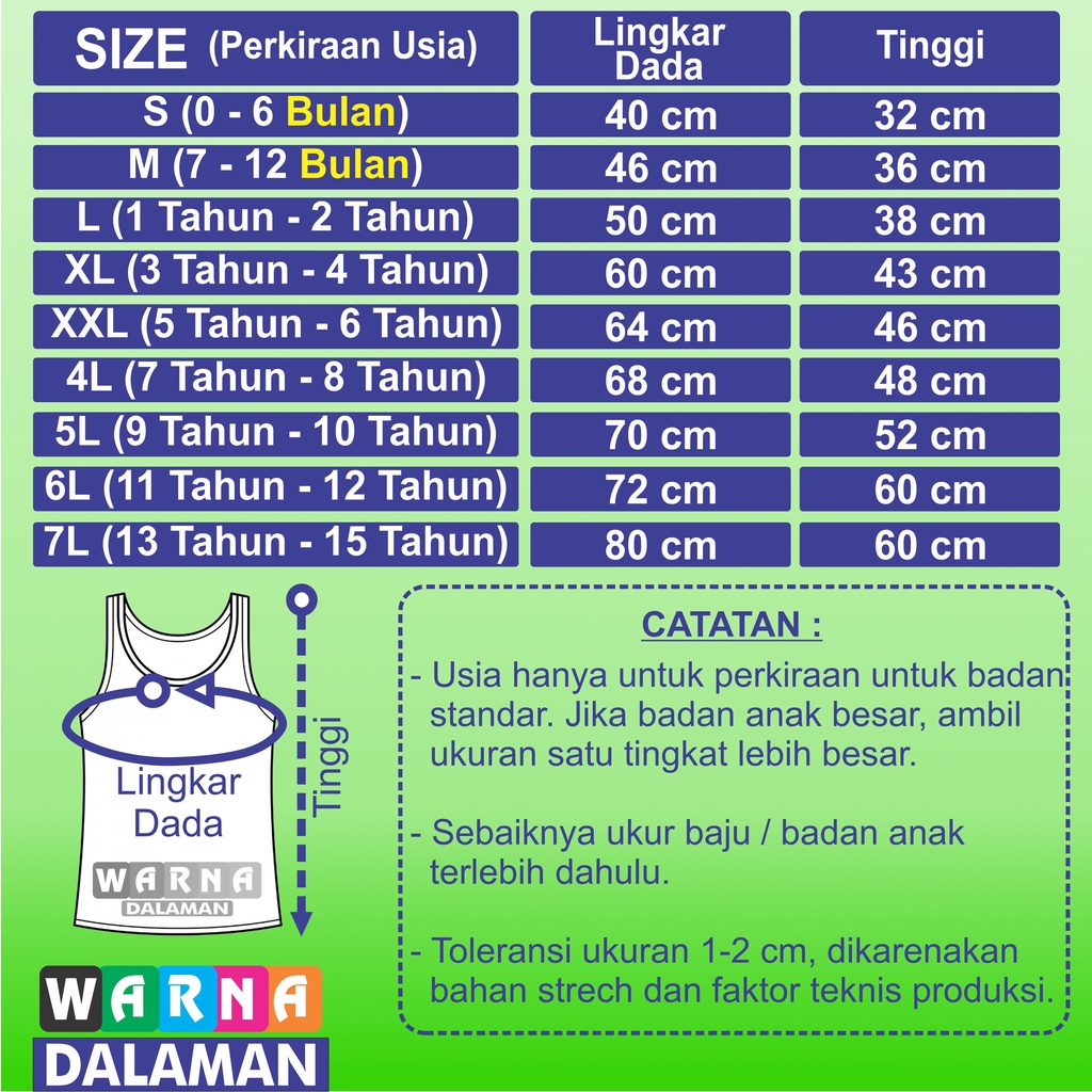 4 Pcs Singlet Putih Anak Perempuan dan Laki Laki Usia 0-15 Tahun Khusus Warna Putih Bahan Jala WARNA DALAMAN