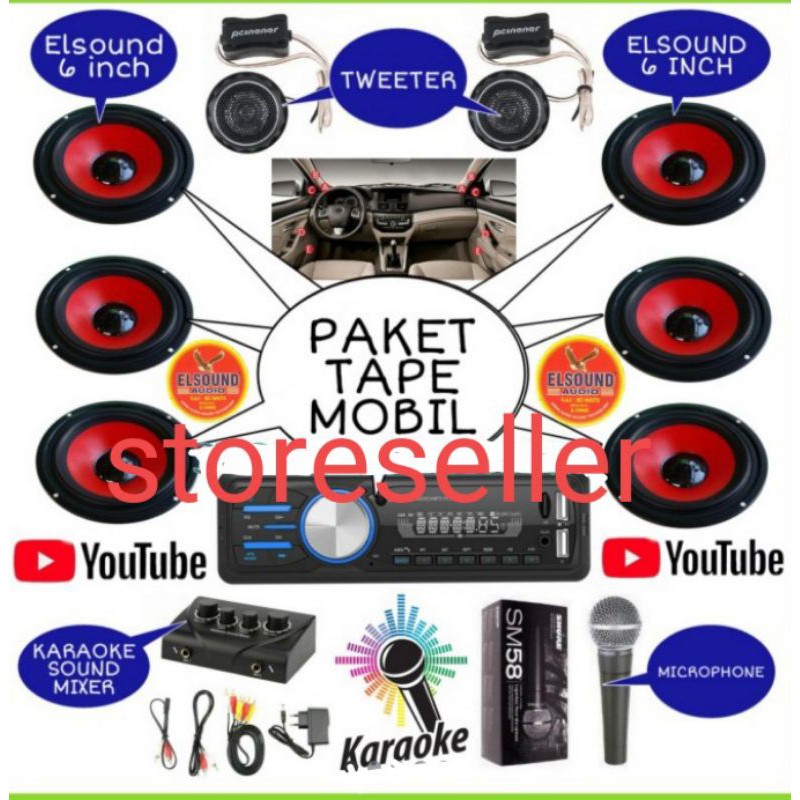 Paket Sound dipasang Dimobil Mixer Echo karaoke HP Youtube Tape Mobil Speaker 6Titip