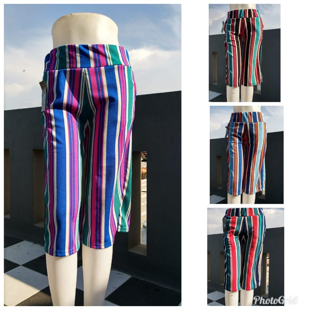  CELANA  KULOT PENDEK JUMBO 3  4 dan 7 8  MOTIF SALUR PELANGI 