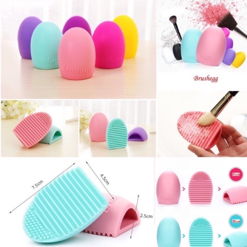 Brush Egg Pad silikon pembersi kuas make up