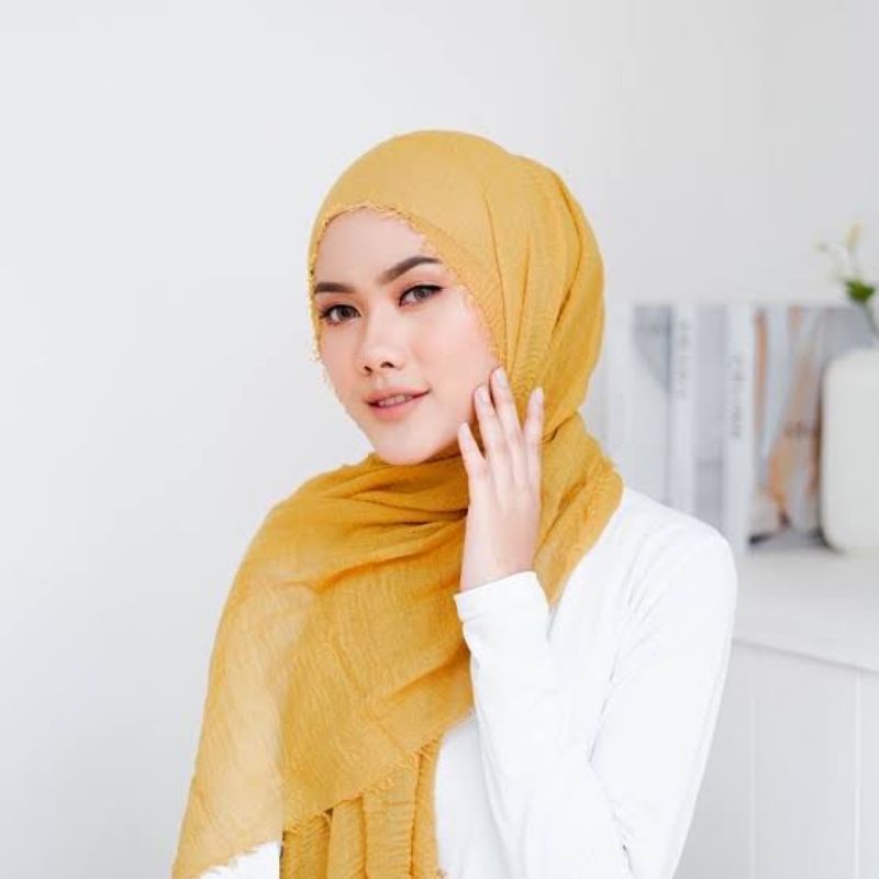 Hijab Pashmina Crinkle / Pashmina Kusut-Mustard