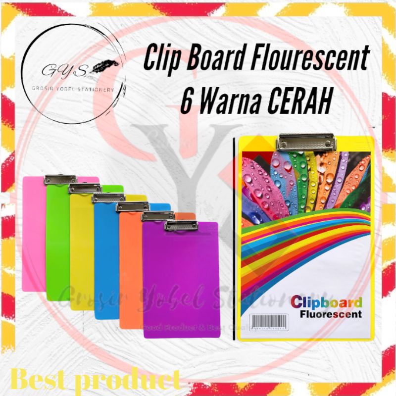 Jual Pcs Clipboard Plastik Fluorescent Papan Ujian Folio Ljk Plastik Cerah Murah Shopee