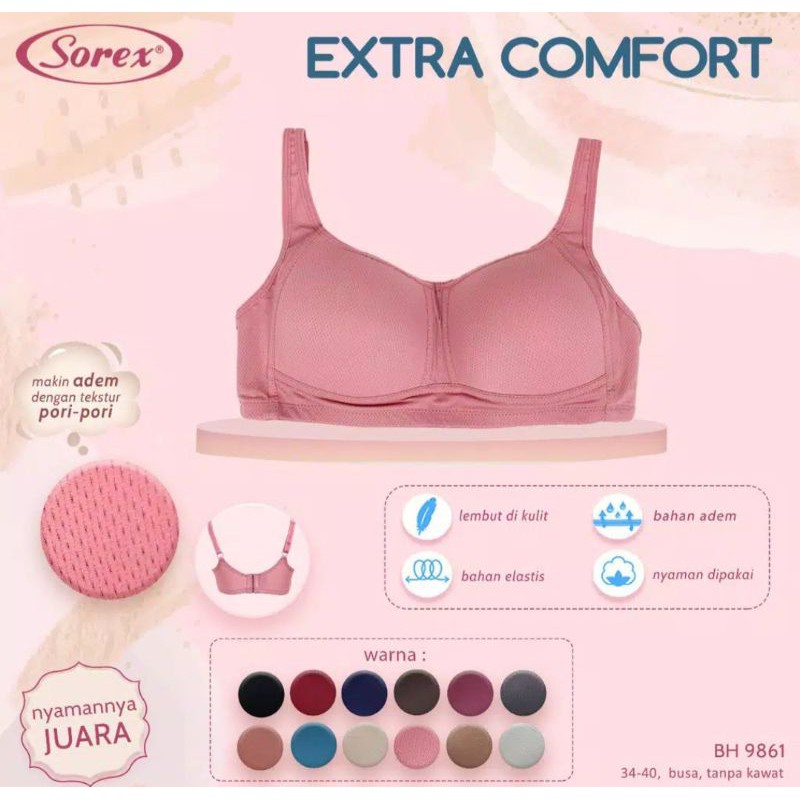 Bra sorex 9861 extra comfort bh  busa tanpa kawat cup C